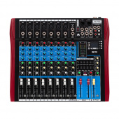 PS-Sound AMX-802USB, пассивный микшерный пульт, 7 mic/line, 1 stereo, EQ, FX, MP3, BT