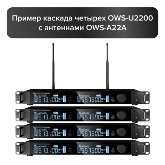 ОКТАВА OWS-U2200D01L01-B PRO, двухканальная радиосистема с двумя поясными передатчиками, головным OWS-D01 и петличным OWS-L01 (суперкардиоида черн) микрофонами (диапазон В:512-562 МГц)