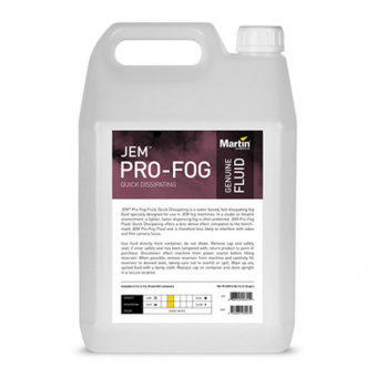 Martin JEM Pro-Fog Fluid Quick Dissipating, Жидкость быстрого рассеивания для генераторов дыма, 5 л