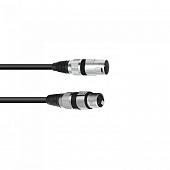 Omnitronic XLR cable 1m, кабель готовый XLR -"папа" на XLR - "мама", 1м, черный