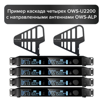 ОКТАВА OWS-U2200D01L01-B PRO, двухканальная радиосистема с двумя поясными передатчиками, головным OWS-D01 и петличным OWS-L01 (суперкардиоида черн) микрофонами (диапазон В:512-562 МГц)