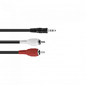 Omnitronic JACK 3,5 mm to RCA, кабель готовый Jack на 2 RCA, 1,5м, черный