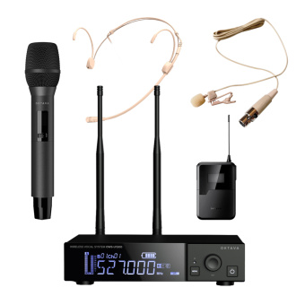 ОКТАВА OWS-U1200HD01L02B, радиосистема с ручным и поясным передатчиками, головным и петличным микрофонами, UHF