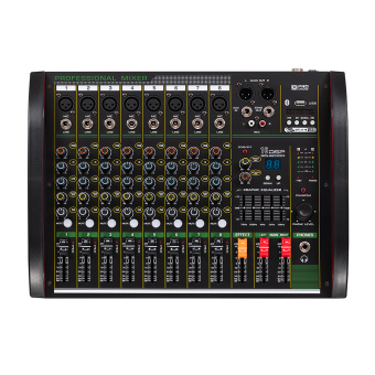 PS-SOUND AMX-M8, пассивный микшерный пульт, 8 мик/моно, блок эффектов, EQ, MP3, BT