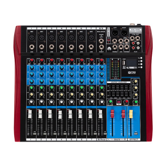 PS-SOUND AMX-802USB, пассивный микшерный пульт, 7 мик/моно, 1 стерео, блок эффектов, EQ, MP3, BT
