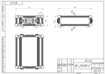 BELCASE RС-2503M-F, 4443x530x165мм, кейс рэковый для радиомикрофонов, рабочая глубина 25см, 3U, Black edition